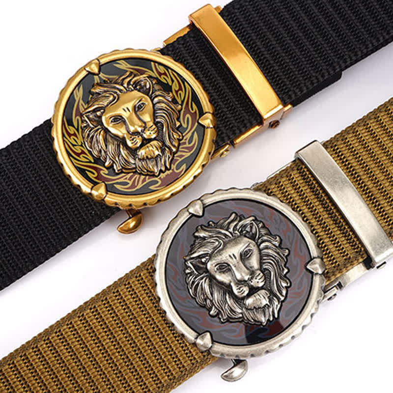 Men's Practical Lion Head Pattern Nylon Belt - image 2