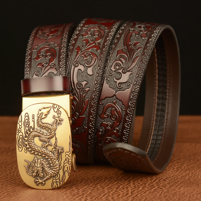 Men's Dragon Soaring In The Sky Leather Belt - image 1