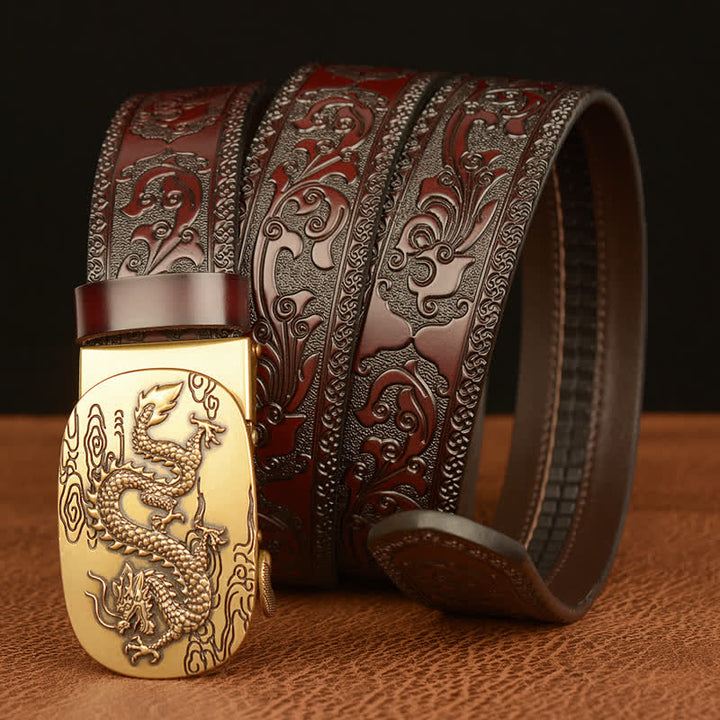 Men's Dragon Soaring In The Sky Leather Belt - image 1
