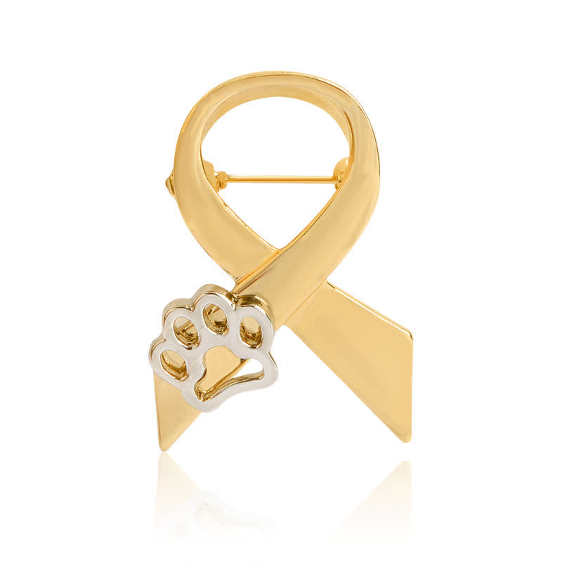 Women's Ribbon Puppy Paw Brooch - Gold - image 0