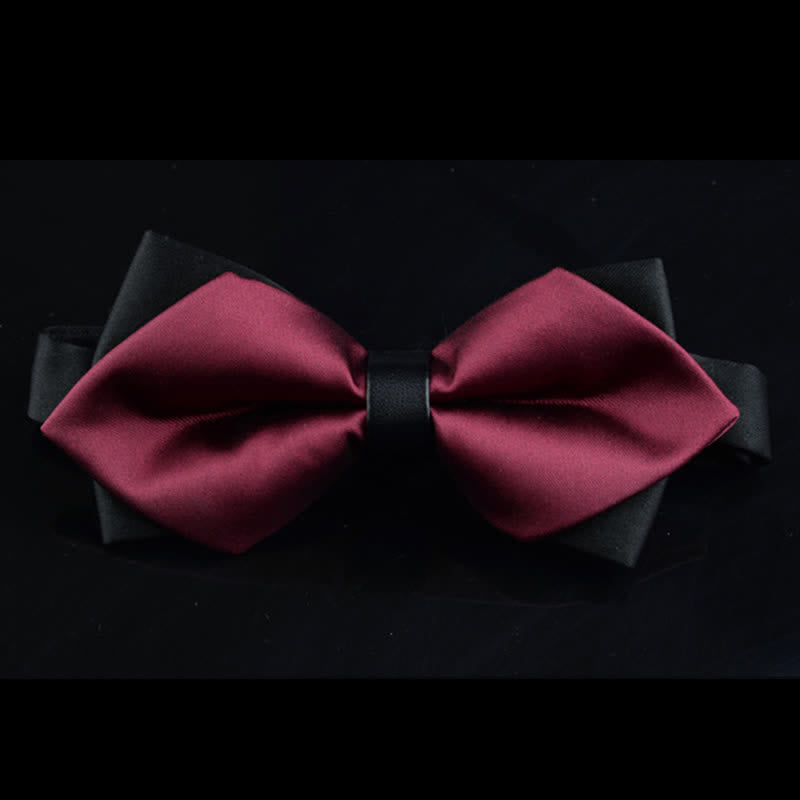 Men's Elegant Solid Burgundy Pointy Bow Tie - Burgundy - image 0