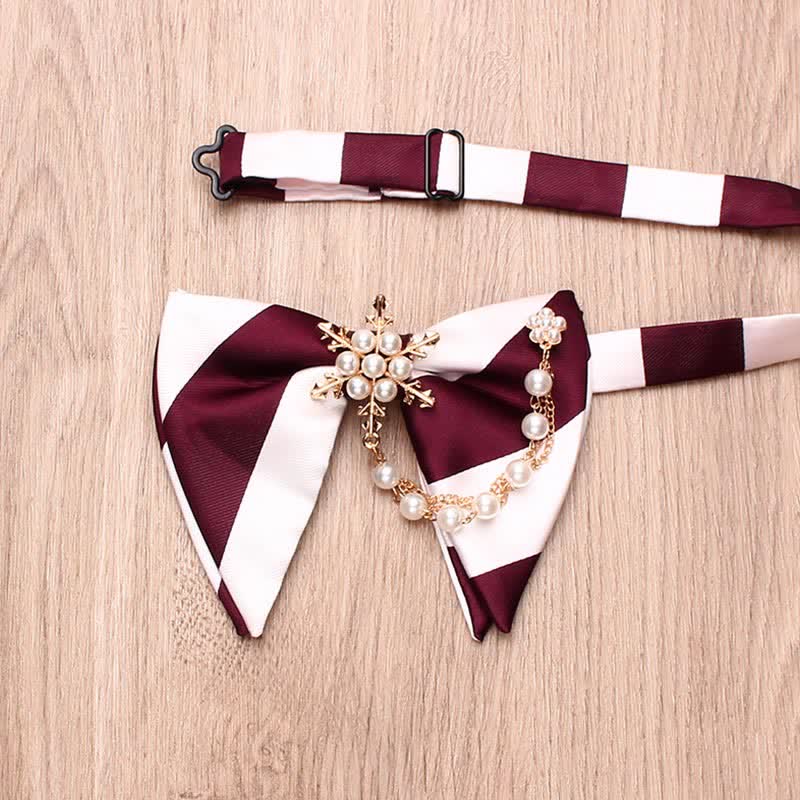 Men's Pearl Striped Oversized Pointed Bow Tie - image 2