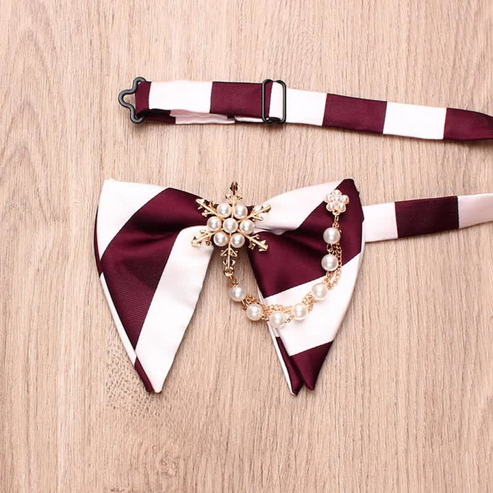 Men's Pearl Striped Oversized Pointed Bow Tie - image 2