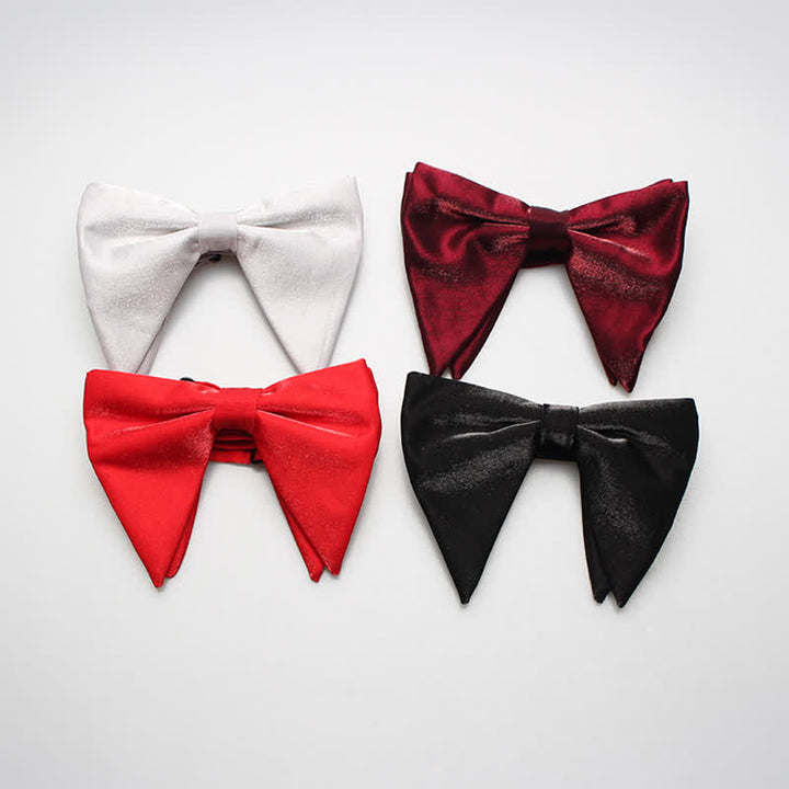 Men's Bright Satin Silk Oversized Pointed Bow Tie - image 1