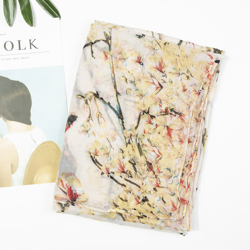 Women's Lightweight Blooming Floral Birds Scarf - image 19