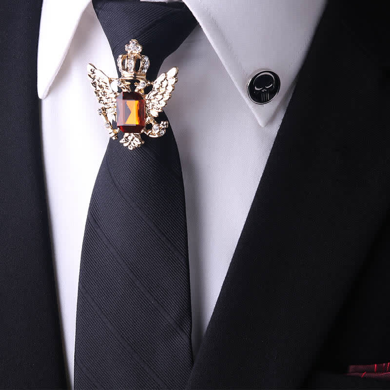 Men's Royal Throwback Pin Buckle Necktie - Crown & Black Striped - image 5