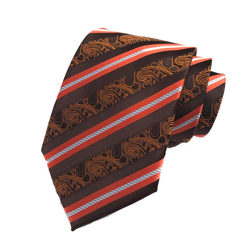 Men's Mix Paisley Striped Necktie - Brown - image 5