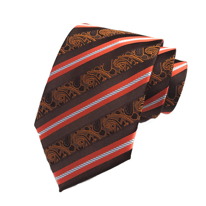 Men's Mix Paisley Striped Necktie - Brown - image 5