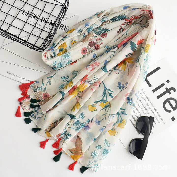 Women's Thin Lovely Butterfly Floral Tassel Scarf - Style #38 - image 43