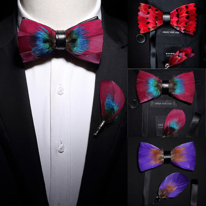 Bright-Coloured Handmade Feather Bow Tie Collection Bundle - Bright-Coloured Collection - image 2