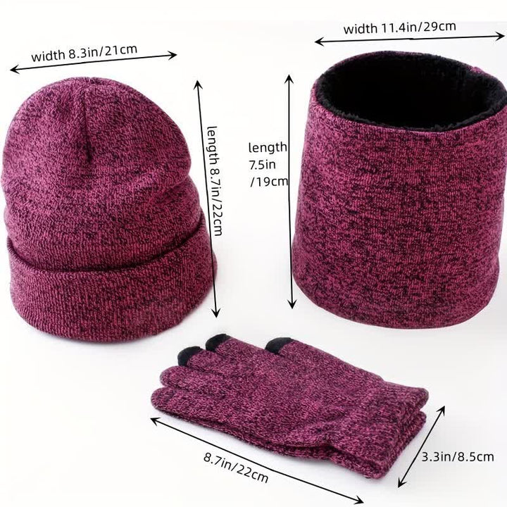 3Pcs Warm Beanie Hat Scarf Touchscreen Gloves Set - image 9
