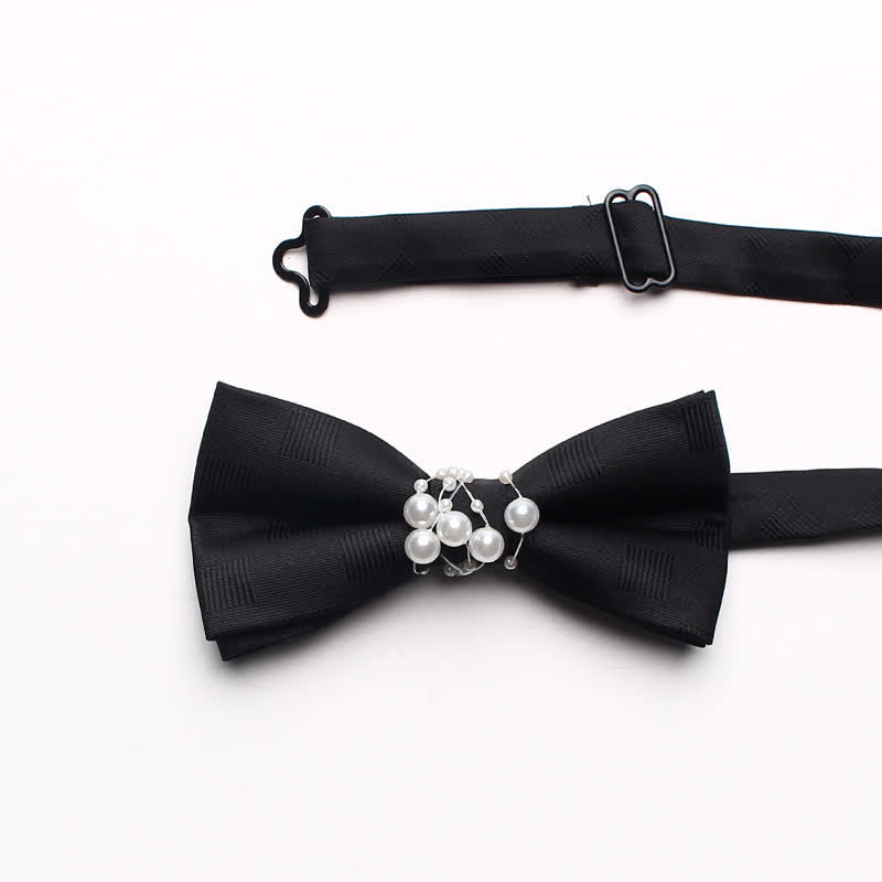 Men's Black Personality Pearls Bow Tie - image 13
