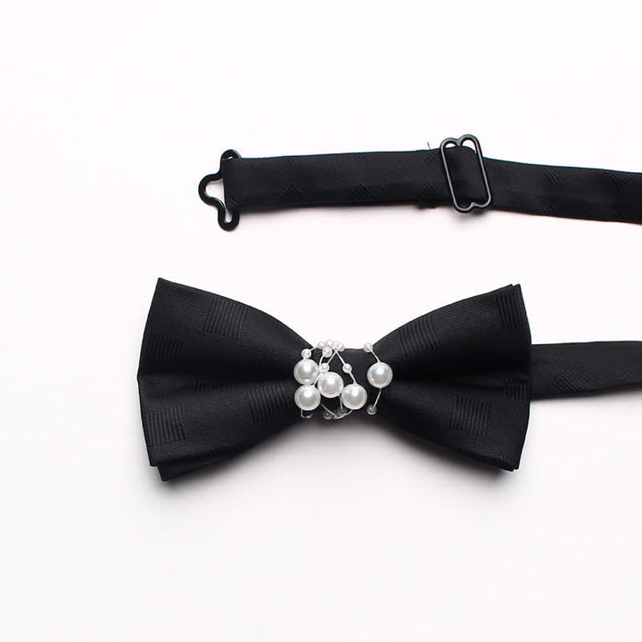 Men's Black Personality Pearls Bow Tie - image 13