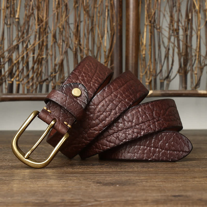 Men's Embossed Bison Skin Pattern Leather Belt - image 6