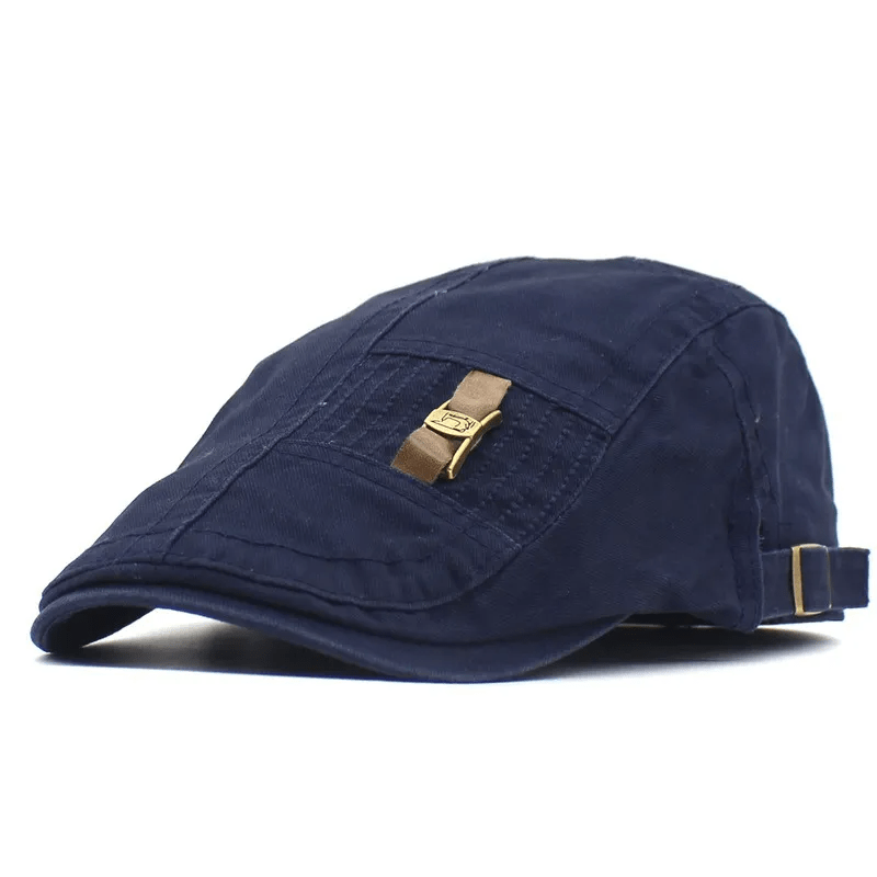 Freestyle Leather Strap I-Buckle Cotton Beret Cap - Navy - Adjustable (about 22"-23 1/4") - image 11