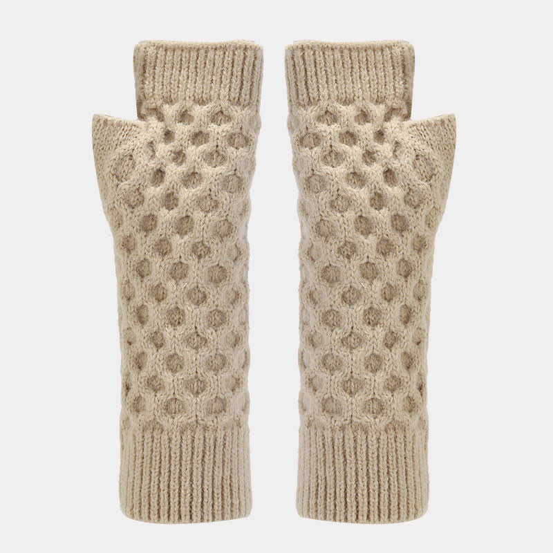 3Pcs Women's Criss Cross Knit Hat Scarf Gloves Set - image 3