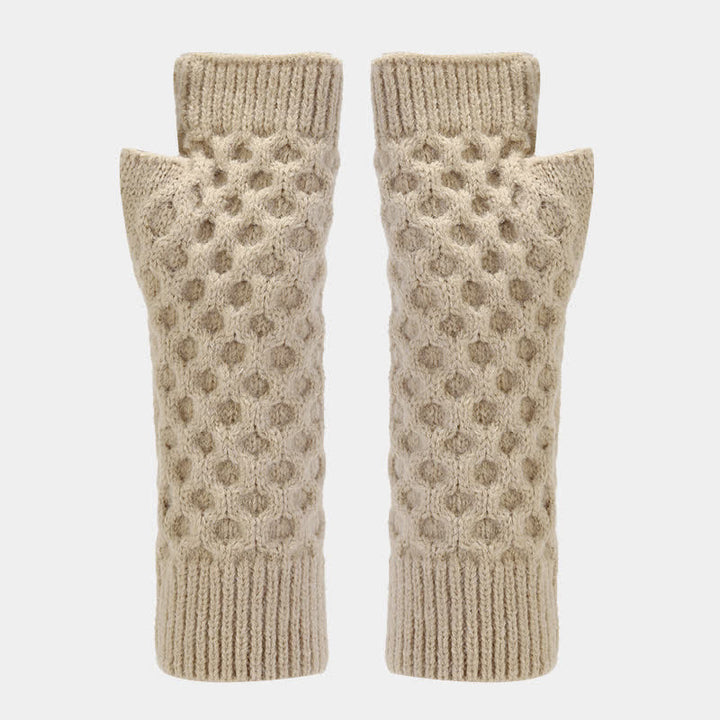 3Pcs Women's Criss Cross Knit Hat Scarf Gloves Set - image 3