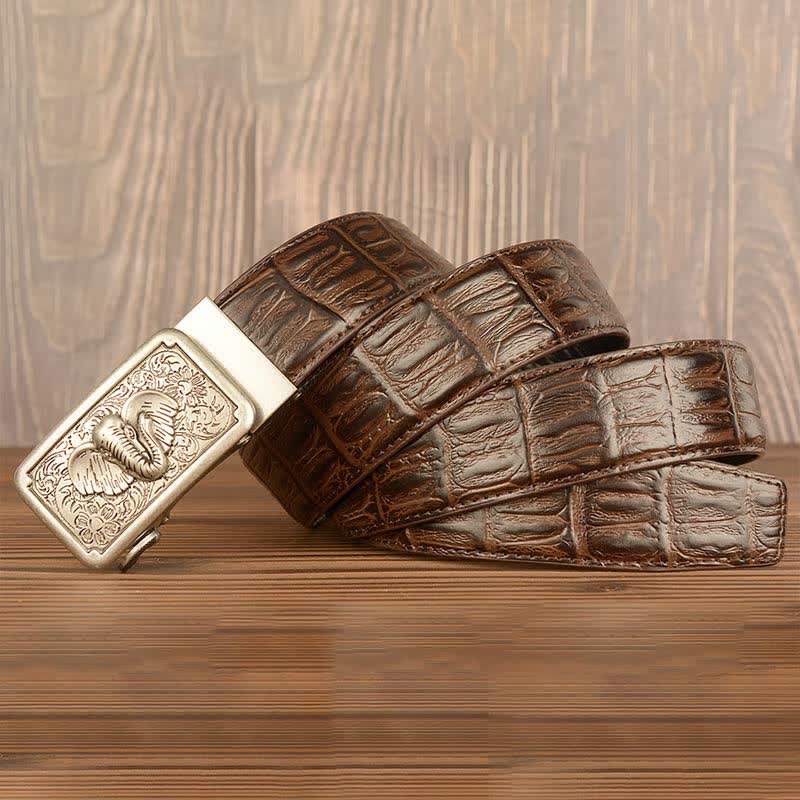 Men's Punk Elephant Alligator Pattern Leather Belt - image 24