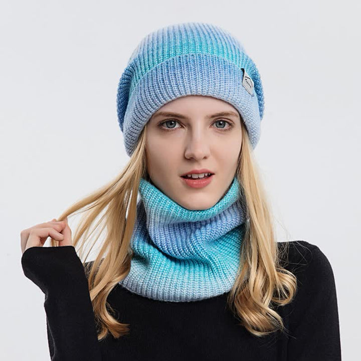 2Pcs Stretchy Gradient Color Hat Loop Scarf Set - image 14