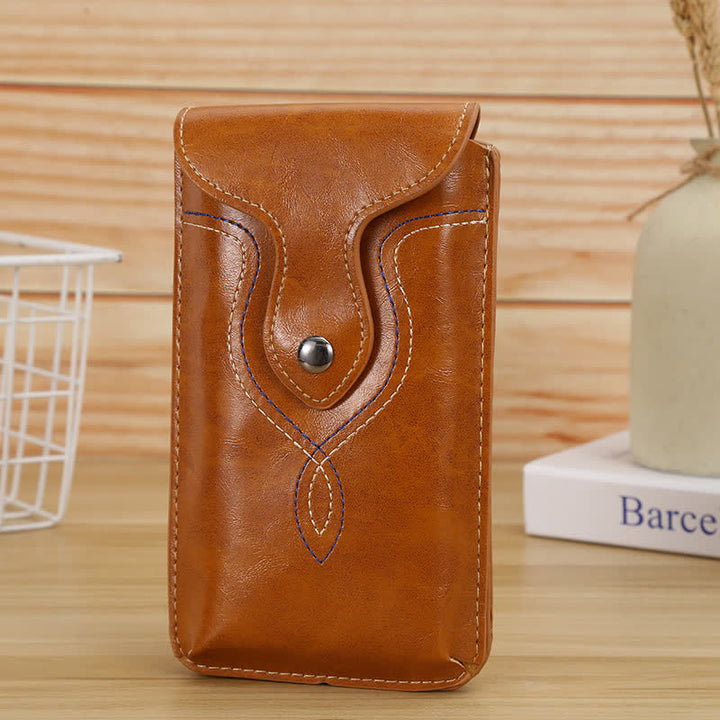 Vertical Hanging Phone Holster Clip Belt Bag - Lighte Brown - image 9