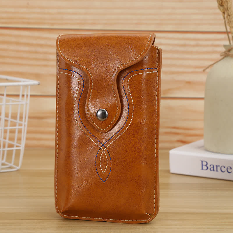 Vertical Hanging Phone Holster Clip Belt Bag - Lighte Brown - image 9