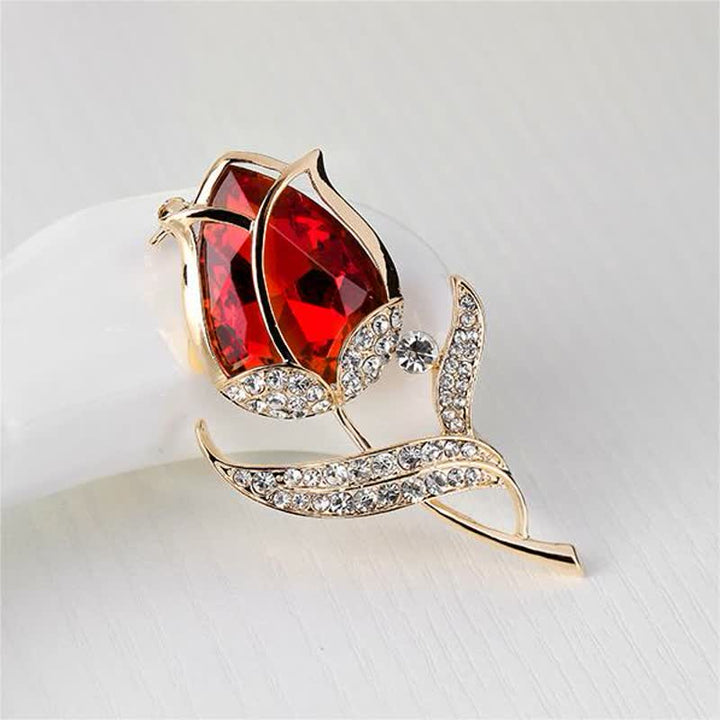 Women's Shining Crystal Tulip Brooch - image 1