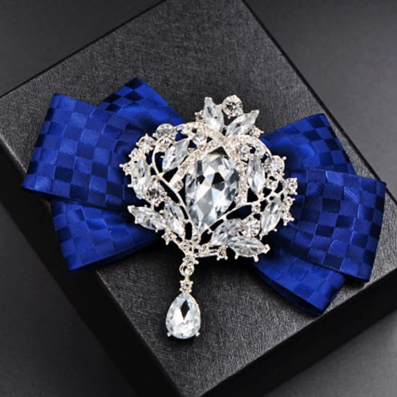 3Pcs Checker Rhinestone Brooch Bow Tie Set - image 2