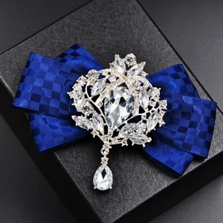 3Pcs Checker Rhinestone Brooch Bow Tie Set - image 2