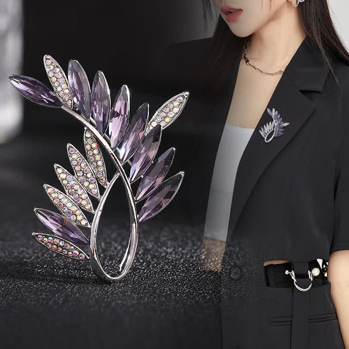 Women's Olive Branch Crystal Brooch - image 6