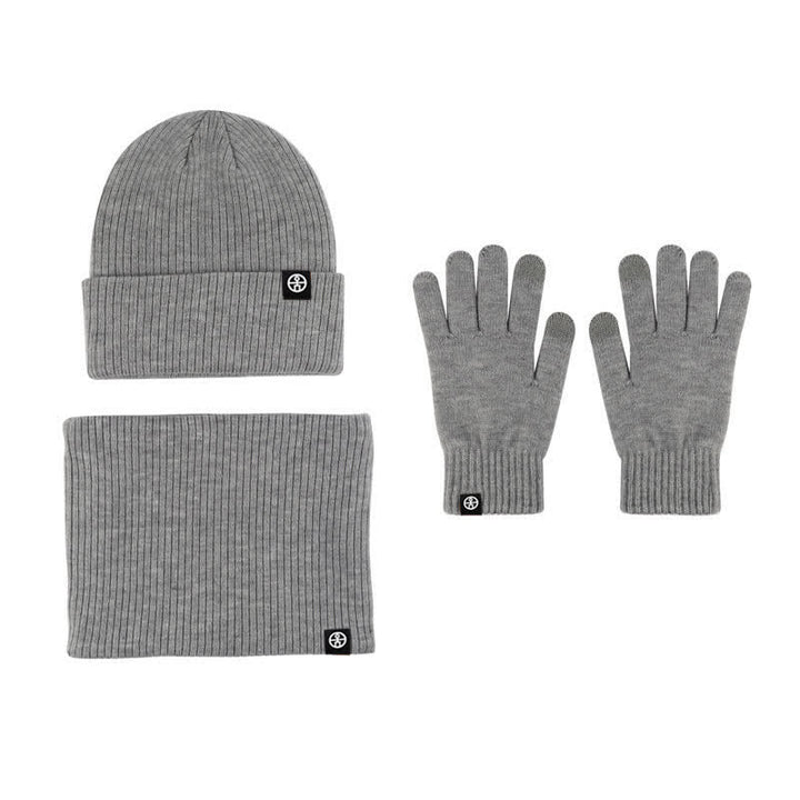 3Pcs Unisex Solid Color Soft Hat Scarf Gloves Set - Gray - Adjustable (Approx. 21 1/4"-23 1/4") - image 16