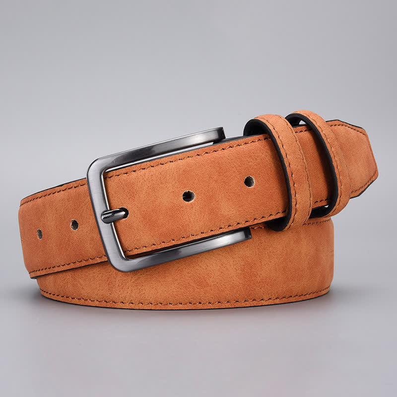 Men's Rugged Matte PU Leather Belt - Brown - 44 - image 1