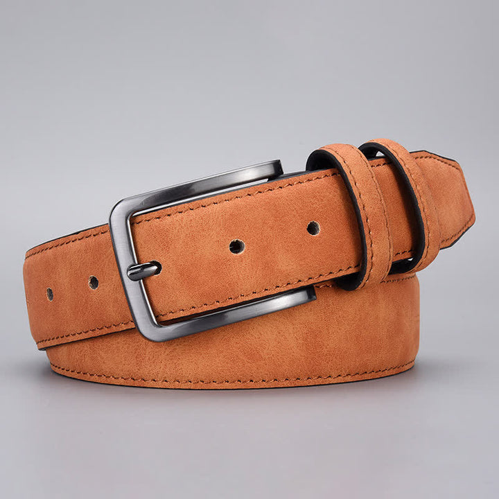 Men's Rugged Matte PU Leather Belt - Brown - 44 - image 1