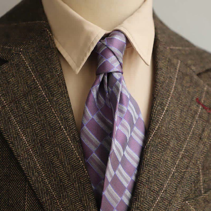 Men's Retro Street Style Geometric Necktie - Purple - image 0