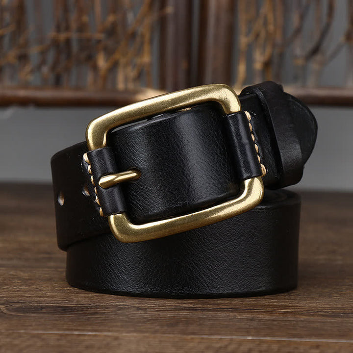 Men's Leisure Heavy Copper Buckle Leather Belt - image 5
