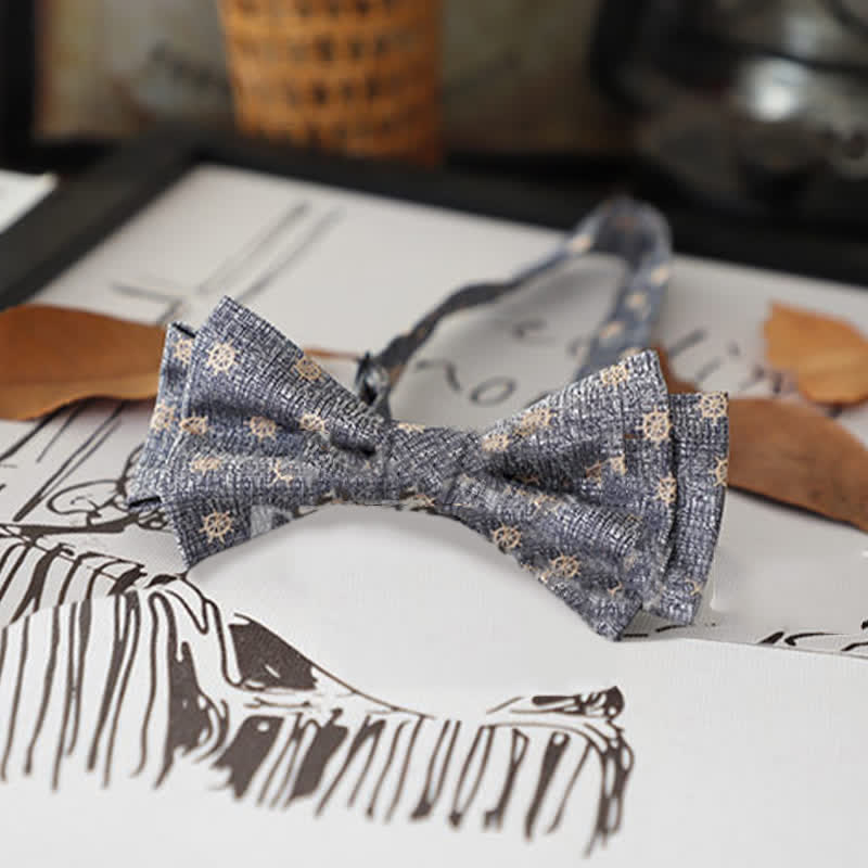 Men's Retro Floral Leaves Bow Tie - LightSkyBlue Helm - image 15