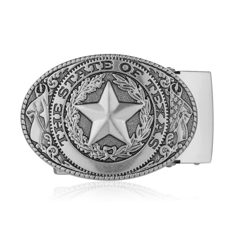 Men's DIY Texas Pentagram Automatic Buckle Leather Belt - image 1