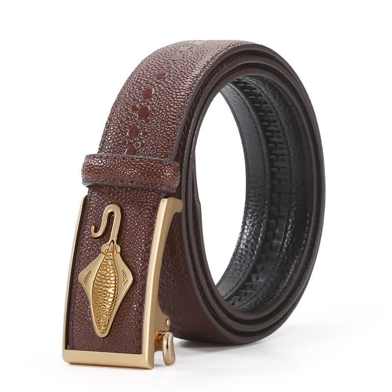 Men's Pearl Crocodile Pattern Leather Ratchet Belt - Gold - 44 - image 2
