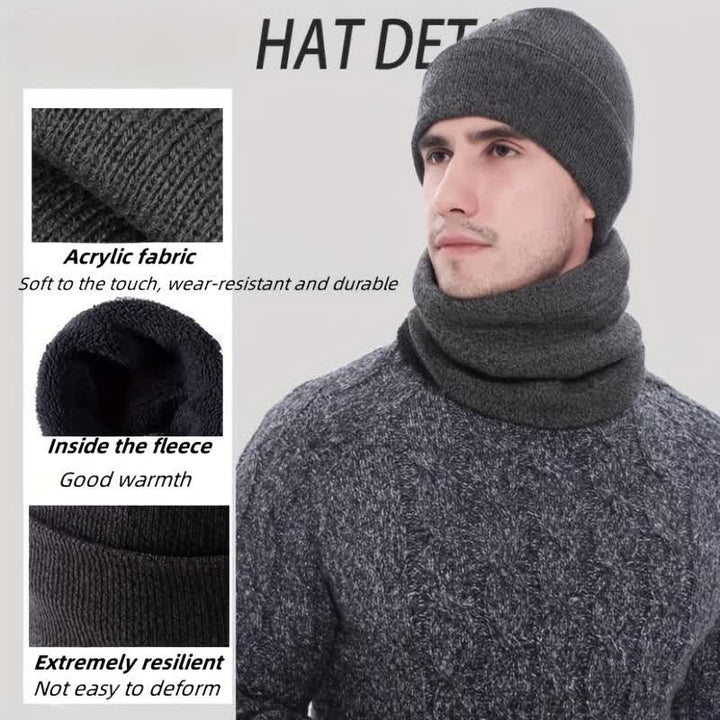 3Pcs Warm Beanie Hat Scarf Touchscreen Gloves Set - image 3