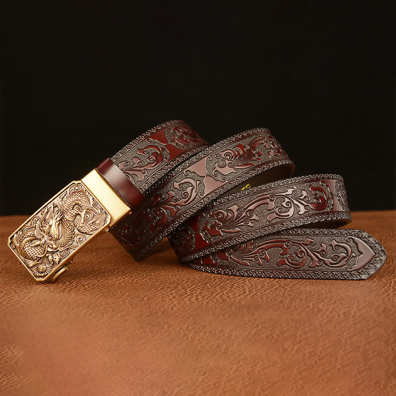 Men's Dragon Square Buckle Leather Belt - image 4