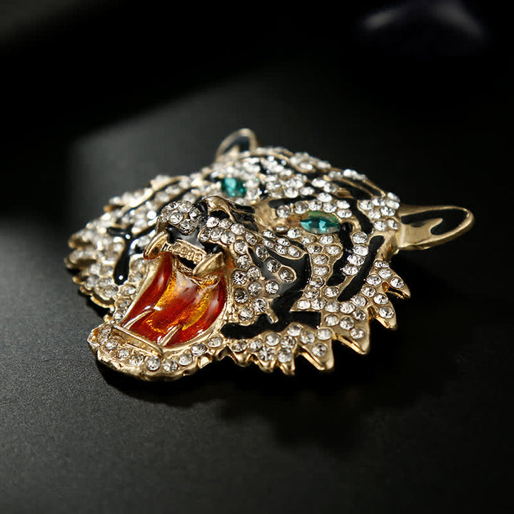 Men's Retro Tiger Head Brooch - image 3