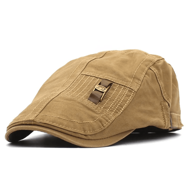 Freestyle Leather Strap I-Buckle Cotton Beret Cap - Khaki - Adjustable (about 22"-23 1/4") - image 0