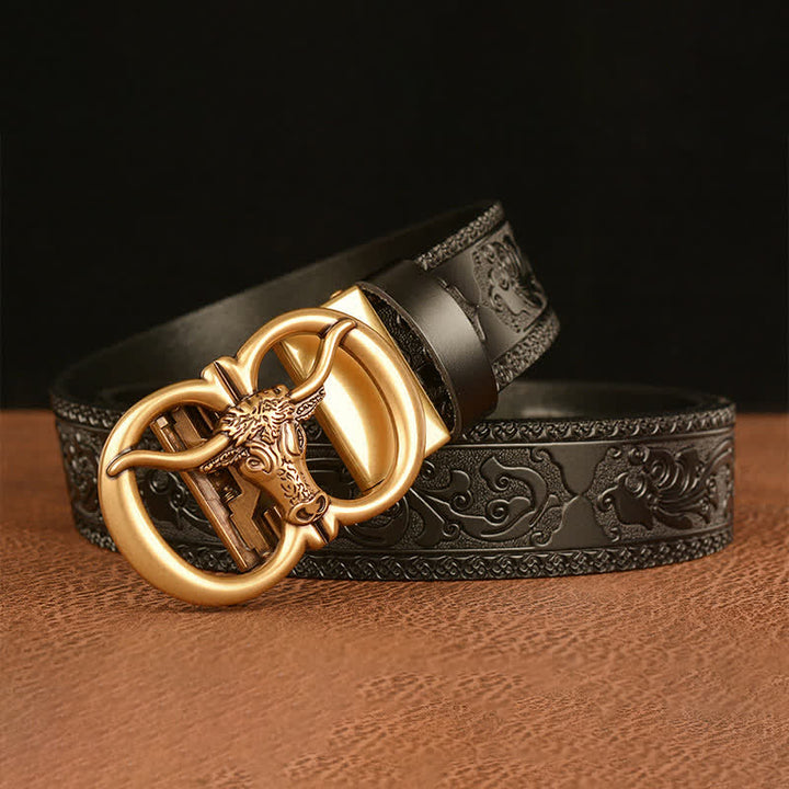 Men's Bull Head Buckle Leather Belt - image 10