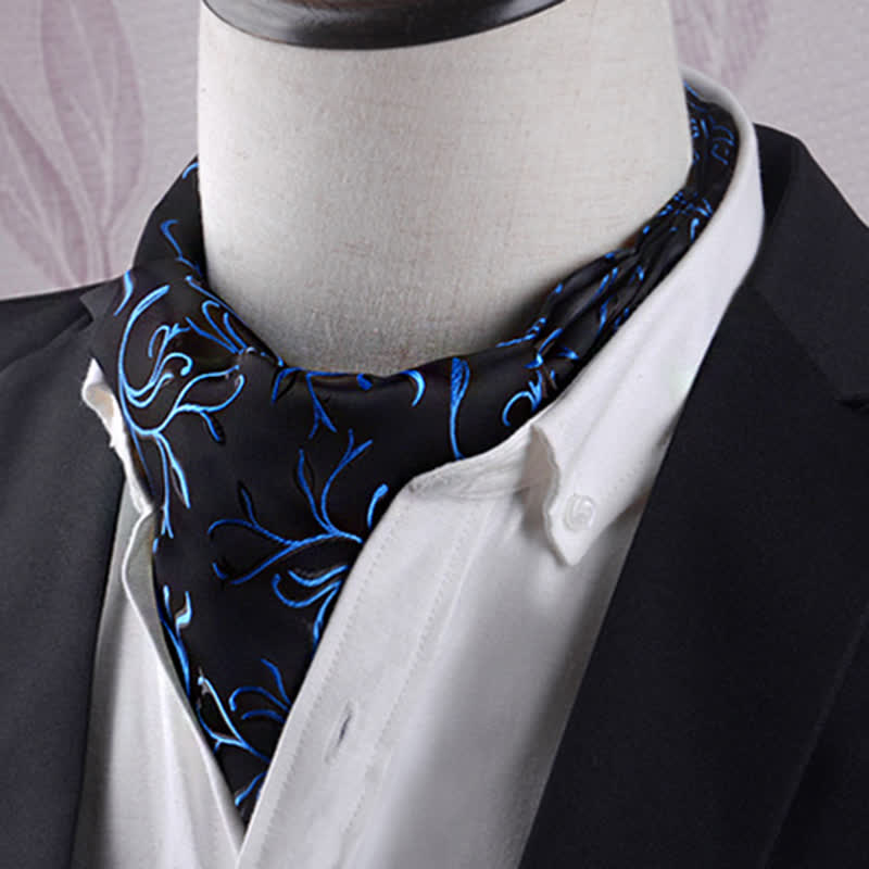 Black & Blue Fire Leaves Vogue Texture Cravat - Black & Blue - image 0