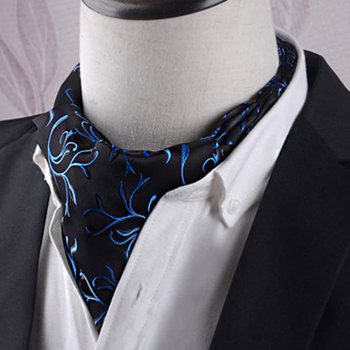 Black & Blue Fire Leaves Vogue Texture Cravat - Black & Blue - image 0