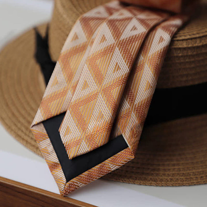 Men's Orange & White Triangle Exotic Mystery Necktie - image 2