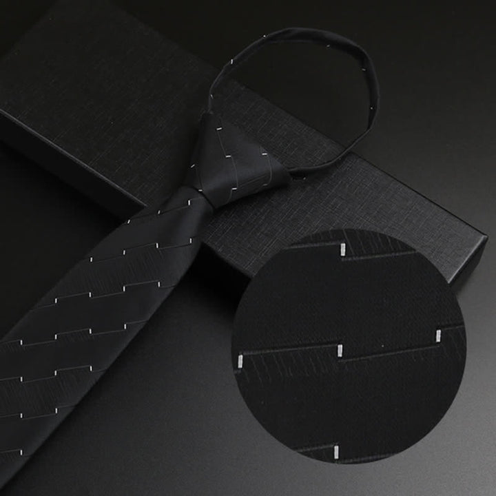 Men's Black-Gray Zipper Tie Classic Necktie - Black Dots - image 3