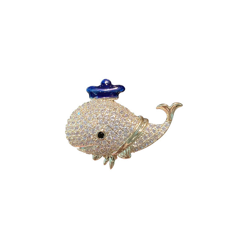 Women's Marine Rhinestone Whale Brooch - image 6