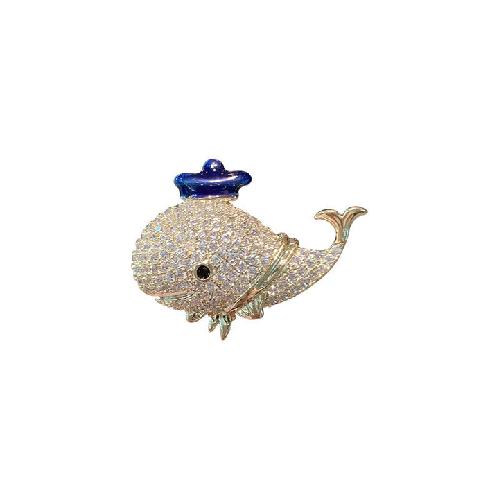 Women's Marine Rhinestone Whale Brooch - image 6
