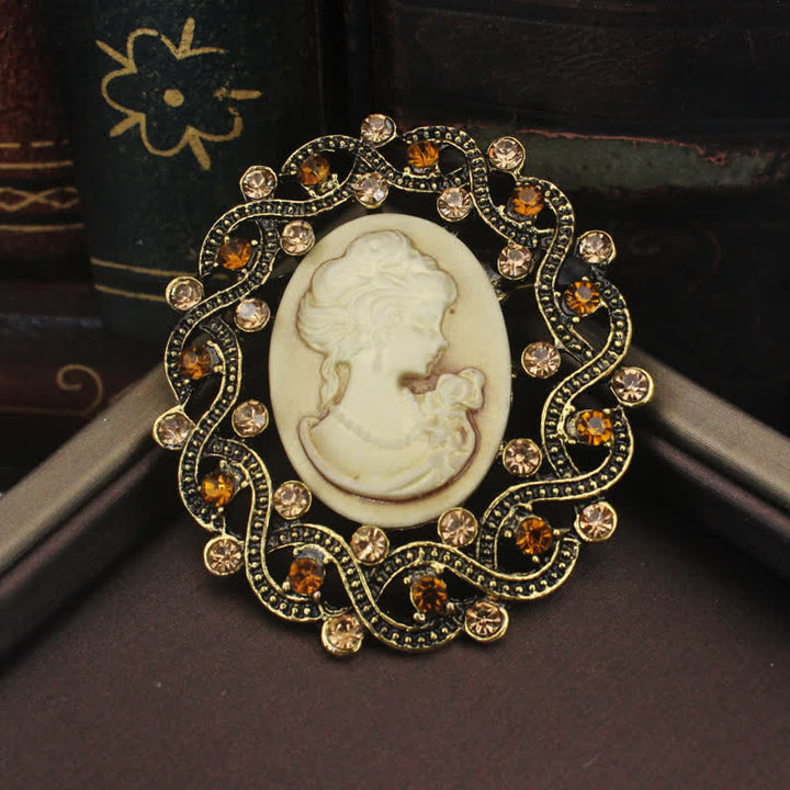 Women's Retro Century Queen's Cameo Brooch - image 1