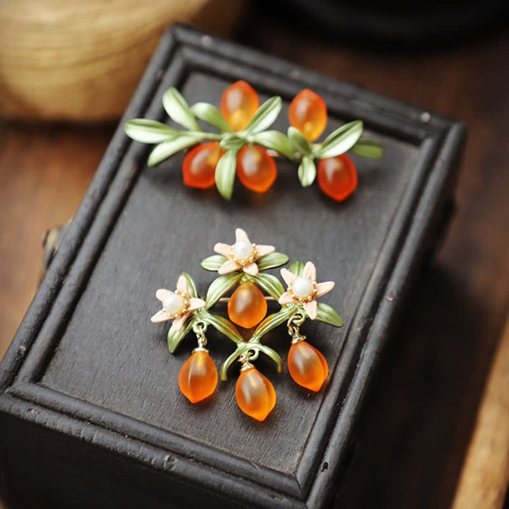 Women's Pastoral Orange Fruit Berry Brooch - image 0